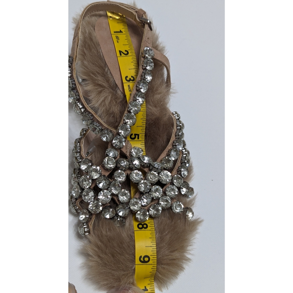 ZARA Limited Edition Exclusive Collection Rhinestone Faux Fur Leather Sandals 6 - Picture 15 of 15